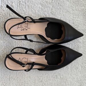 AGL Elegant Black Slingback Heels